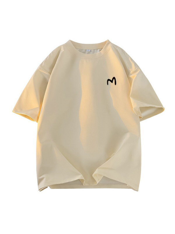 Teška pamučna kratkih rukava muška majica, slobodan kroj, spuštena ramena, okrugli ovratnik, casual stil za parove
