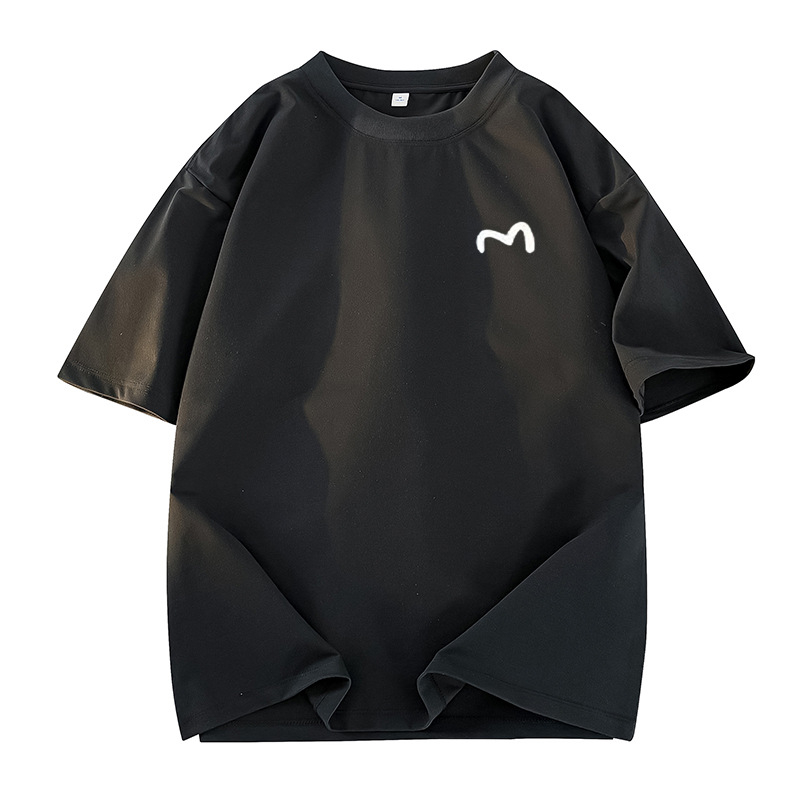 Teška pamučna kratkih rukava muška majica, slobodan kroj, spuštena ramena, okrugli ovratnik, casual stil za parove