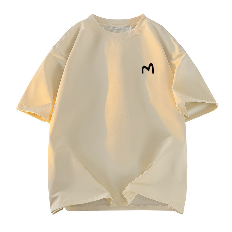 Teška pamučna kratkih rukava muška majica, slobodan kroj, spuštena ramena, okrugli ovratnik, casual stil za parove
