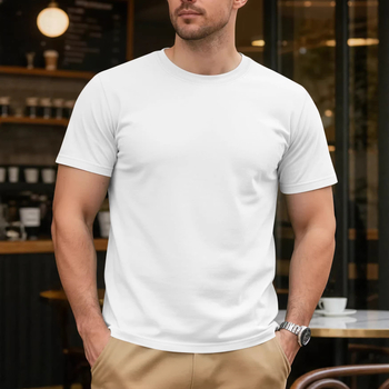 Ανδρικό βαμβακερό T‑shirt για το καλοκαίρι, με στρογγυλό ντεκολτέ, κοντά μανίκια, μονόχρωμο, casual αθλητικό
