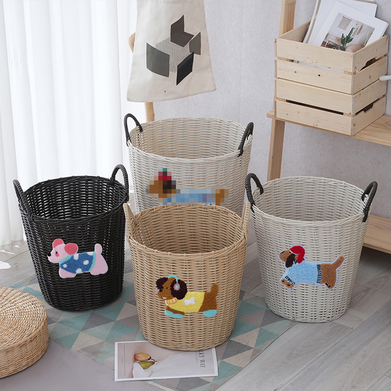 Plastična košara za prljavu odjeću, s imitacijom ratana