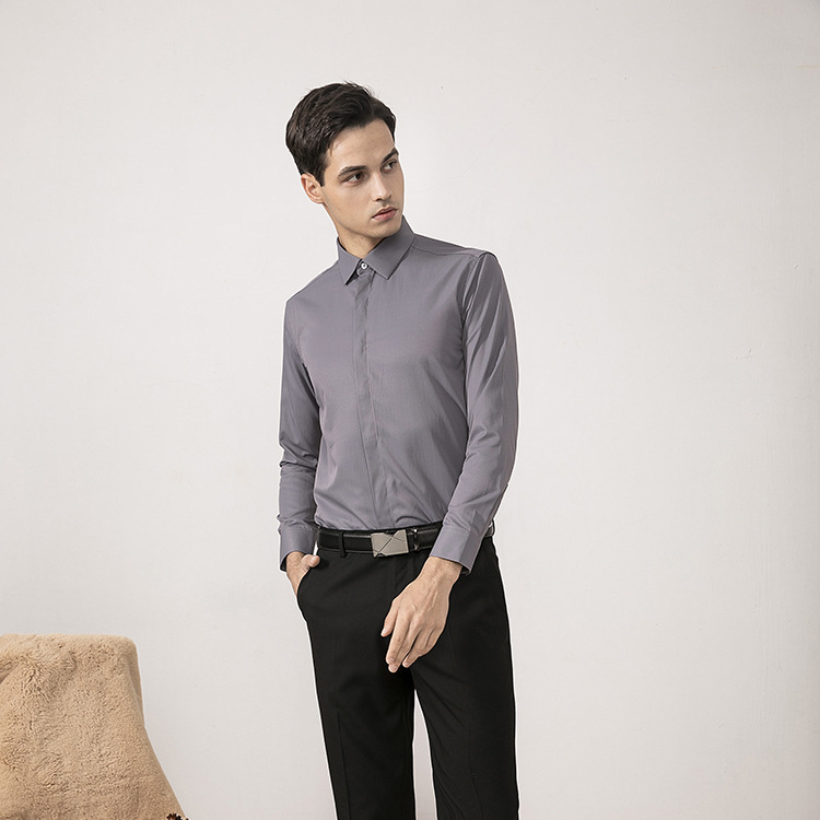 Férfiaknak szóló többszínű fehér ing, hosszú ujjú, nem vasalható, slim fit, nagy méret, tavasz-nyár, üzleti formális ing
