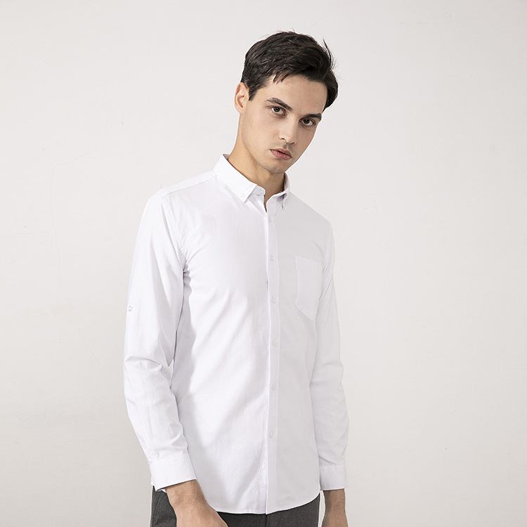 Férfiaknak szóló többszínű fehér ing, hosszú ujjú, nem vasalható, slim fit, nagy méret, tavasz-nyár, üzleti formális ing