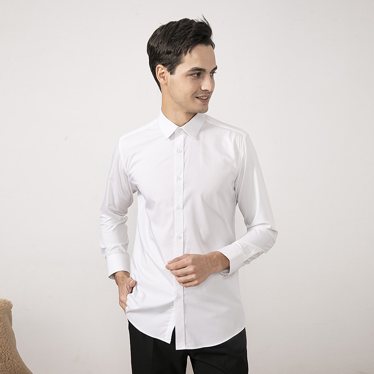 Férfiaknak szóló többszínű fehér ing, hosszú ujjú, nem vasalható, slim fit, nagy méret, tavasz-nyár, üzleti formális ing