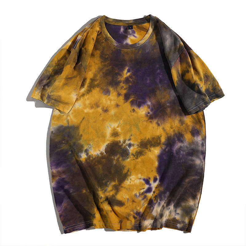 Muška majica s kratkim rukavima i tie-dye uzorkom, okrugli izrez, ležerni kroj, ljeto 2022