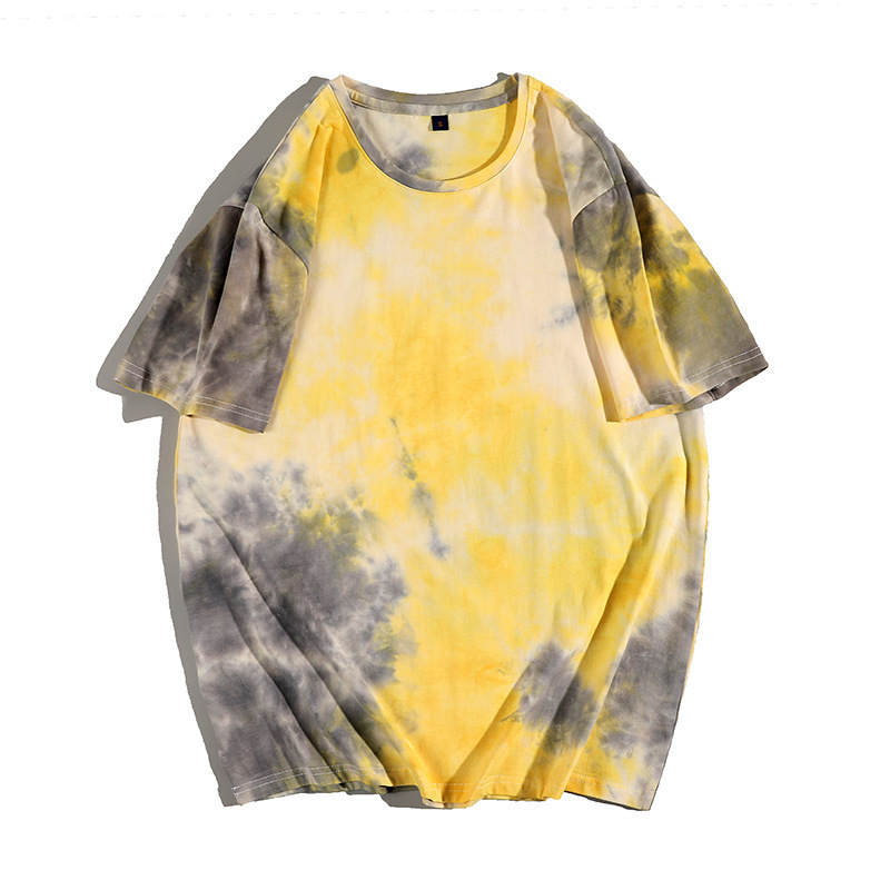 Muška majica s kratkim rukavima i tie-dye uzorkom, okrugli izrez, ležerni kroj, ljeto 2022