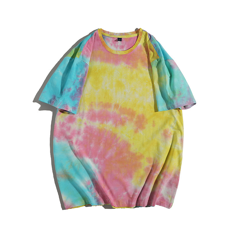 Muška majica s kratkim rukavima i tie-dye uzorkom, okrugli izrez, ležerni kroj, ljeto 2022