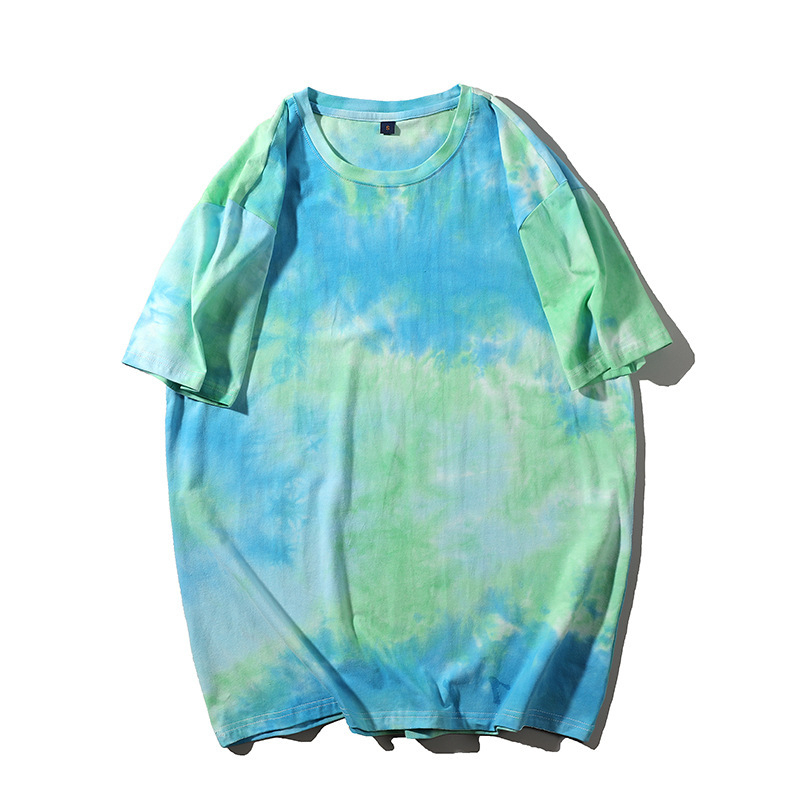 Muška majica s kratkim rukavima i tie-dye uzorkom, okrugli izrez, ležerni kroj, ljeto 2022