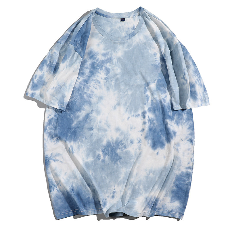 Muška majica s kratkim rukavima i tie-dye uzorkom, okrugli izrez, ležerni kroj, ljeto 2022