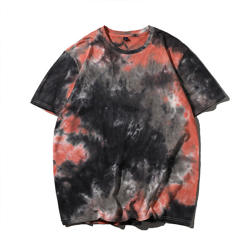 Muška majica s kratkim rukavima i tie-dye uzorkom, okrugli izrez, ležerni kroj, ljeto 2022