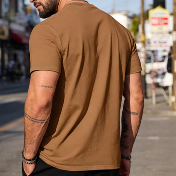 Ανδρικό κοντομάνικο βαμβακερό T‑shirt με στρογγυλή λαιμόκοψη, μονόχρωμη, καθημερινή αθλητική για το καλοκαίρι