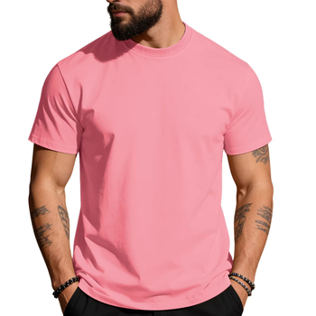 Ανδρικό κοντομάνικο βαμβακερό T‑shirt με στρογγυλή λαιμόκοψη, μονόχρωμη, καθημερινή αθλητική για το καλοκαίρι