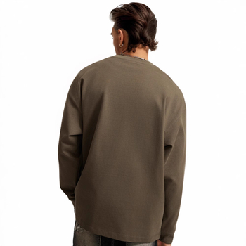 305 g Ανδρικό πλεκτό μακρυμάνικο T-shirt, μονόχρωμο, oversize, βασικό στυλ