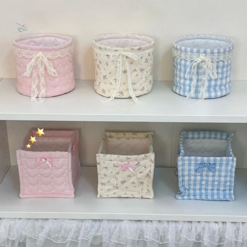 Nova ručno izrađena kvadratna stolna kutija u baletnom stilu sa srcolikim quilt površinom i držačem za olovke