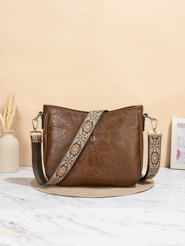 Ženska crossbody torba s jedinstvenim dizajnom, velika kapaciteta, ljeto 2024, PU koža, torba u obliku kanta, zatvarač