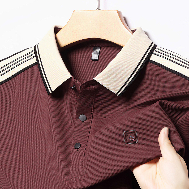 Muška polo majica kratkih rukava za srednju dob, ljeto, blok boja, ovratnik polo, ležeran stil