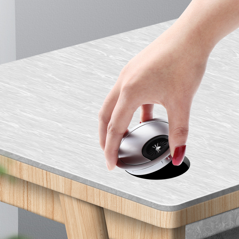 Kryt otvora za kablove računarskog stola, kružni dekorativni pokrov od aluminijske legure, moderni minimalistički stil