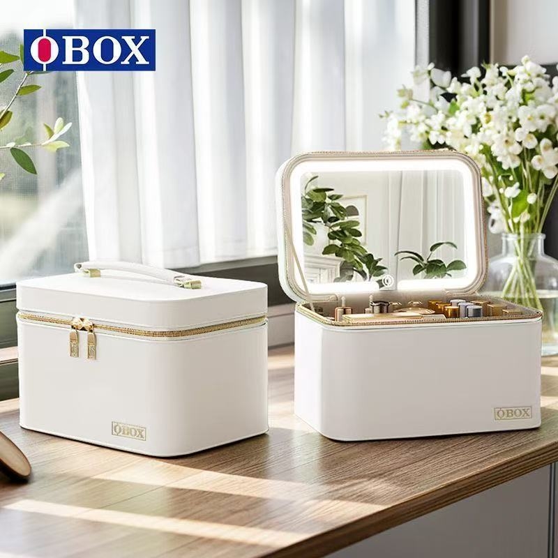 OBOX τσαντάκι καλλυντικών με καθρέφτη, ελαφριά πολυτέλεια, φορητό Instagram-στυλ, 2024