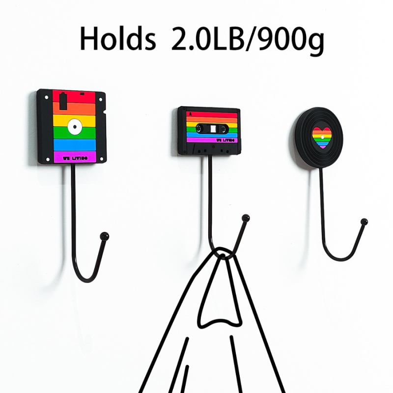 Rainbow Vintage samoljepljiva kuka – snažna kuka bez bušenja za kupaonicu i kuhinju, 1–3 kg, od željeza