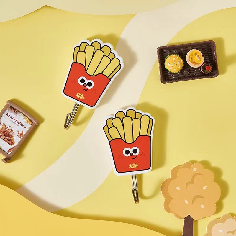 Slatka ljepljiva kuka s motivom Coca‑Cola, pomfrit i hamburger; snažno ljepilo, za zid, bez bušenja
