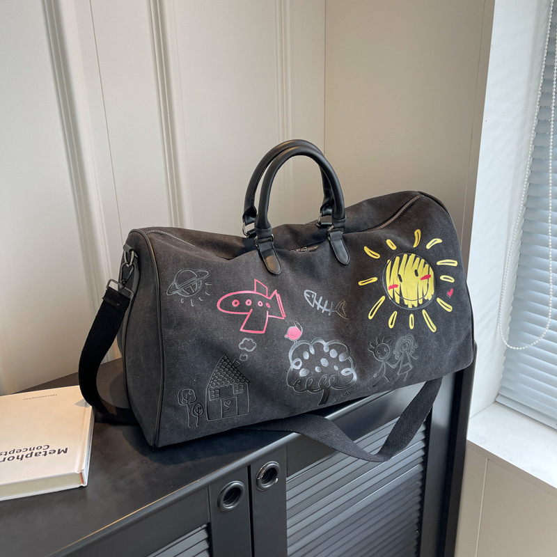 Torba za putovanje u graffiti stilu, personalizirana, velikog kapaciteta, platnena torba za putovanja, nošenje preko ramena ili ručno