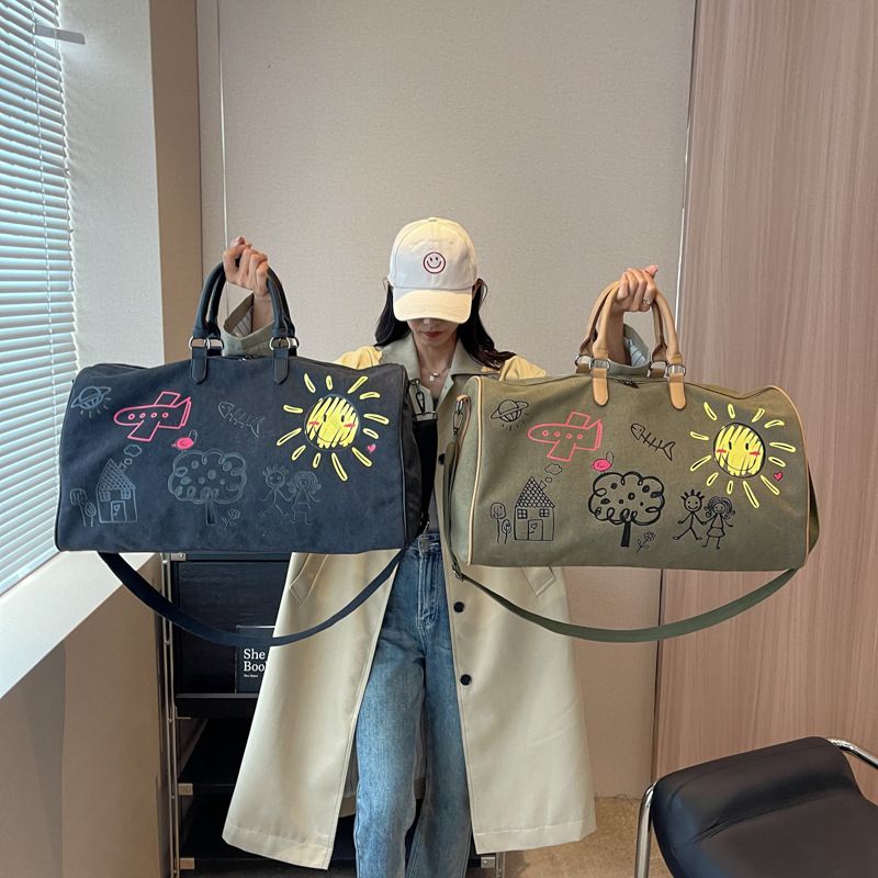 Torba za putovanje u graffiti stilu, personalizirana, velikog kapaciteta, platnena torba za putovanja, nošenje preko ramena ili ručno