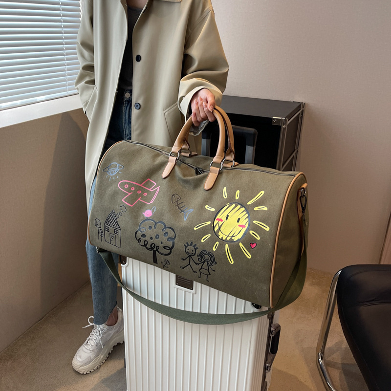 Torba za putovanje u graffiti stilu, personalizirana, velikog kapaciteta, platnena torba za putovanja, nošenje preko ramena ili ručno