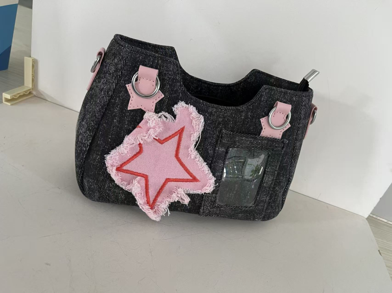 JLCH Ženska denim torbica s crossbody remenom i zatvaračem, srednje veličine, gradski minimalistički stil, podstava od poliestera