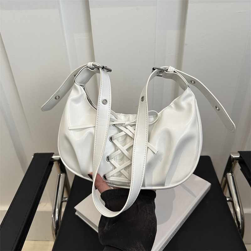 Ženska torba s vezom i mašnicom, PU koža, mala kvadratna crossbody torba, gradski minimalistički stil, proljeće 2025