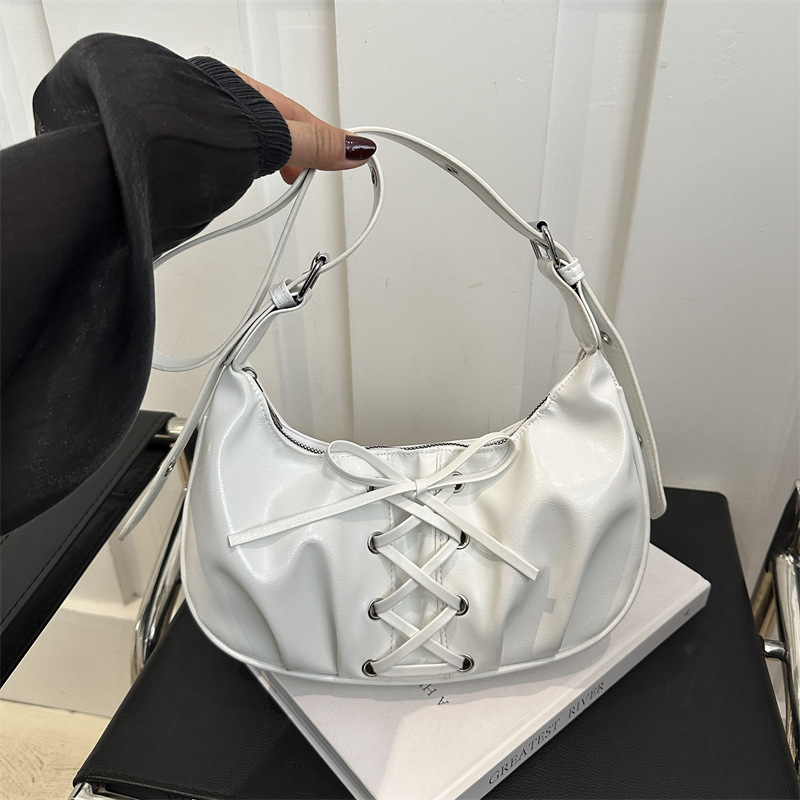Ženska torba s vezom i mašnicom, PU koža, mala kvadratna crossbody torba, gradski minimalistički stil, proljeće 2025