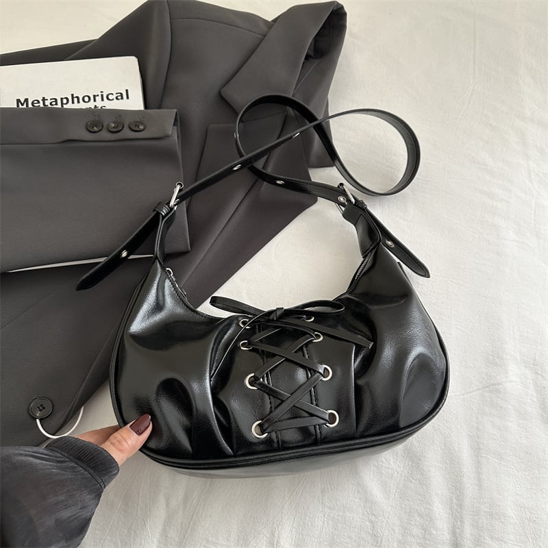 Ženska torba s vezom i mašnicom, PU koža, mala kvadratna crossbody torba, gradski minimalistički stil, proljeće 2025