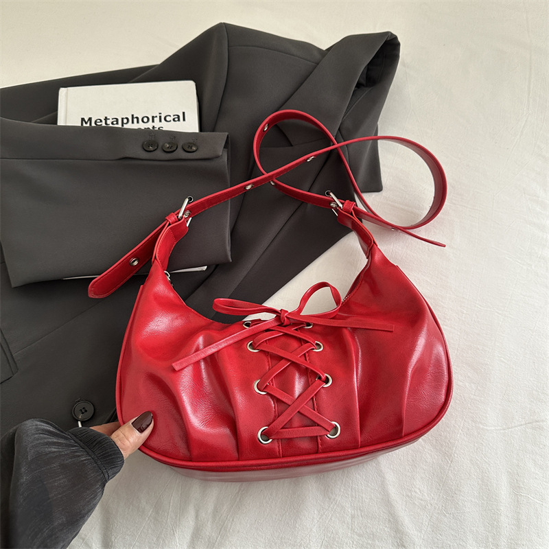 Ženska torba s vezom i mašnicom, PU koža, mala kvadratna crossbody torba, gradski minimalistički stil, proljeće 2025