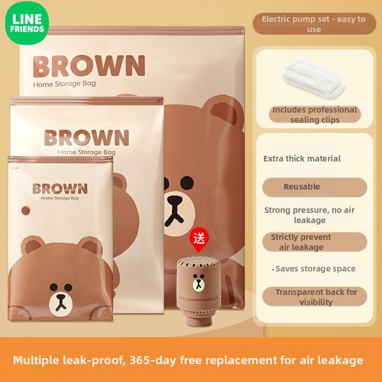 Brown Bear vakuumska kompresijska vrećica za putovanja, debela za odjeću i pokrivače, kućni organizator s zatvaračem