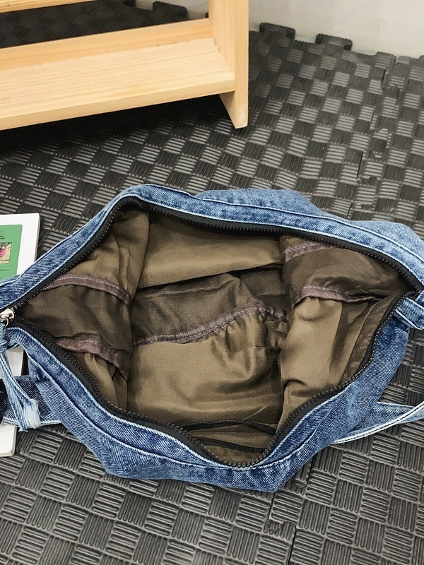 Denim torba preko ramena u japanskom stilu, velika kapaciteta, svakodnevna upotreba, oblik dumpling