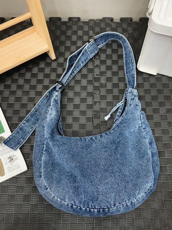 Denim torba preko ramena u japanskom stilu, velika kapaciteta, svakodnevna upotreba, oblik dumpling