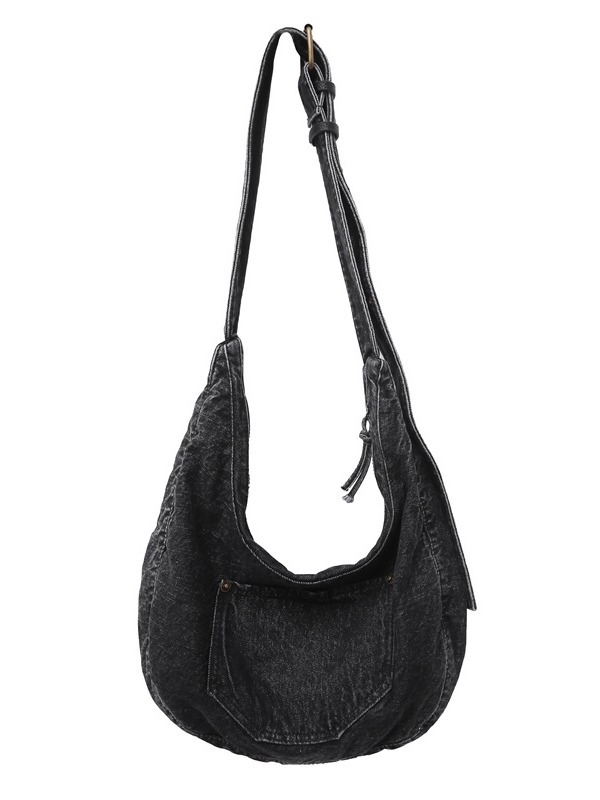 Denim torba preko ramena u japanskom stilu, velika kapaciteta, svakodnevna upotreba, oblik dumpling