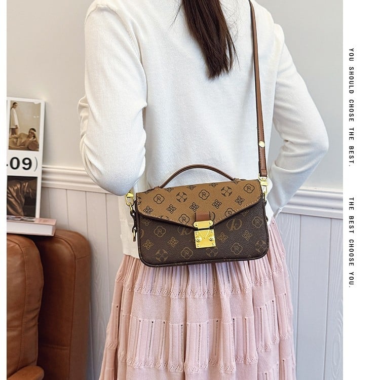 Retro mala kvadratna torbica s kontrastnim otiskom, crossbody torba preko ramena, moderan stil 2025
