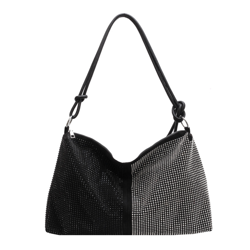 Ženska torba s kristalnim detaljima, jednostavan dizajn, velik kapacitet, crossbody torba, tote stil