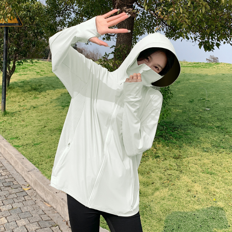 Vanjski windbreaker od najlona s UV zaštitom, s odvojivim velikim obodom kapulje, Ice Silk hladan dojam, kapuljača, unisex, lagan