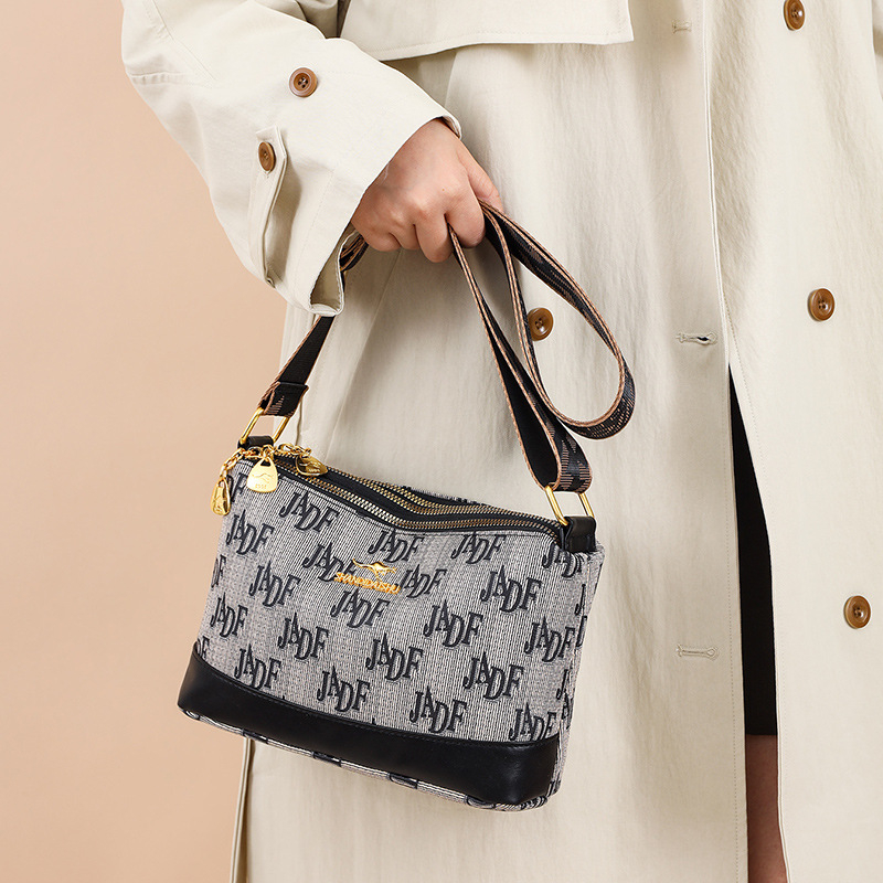 Ženska PU bucket torba - mala veličina, vintage otisak, crossbody, lagana svakodnevna torba za ramena