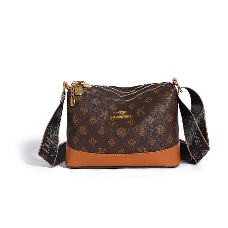 Ženska PU bucket torba - mala veličina, vintage otisak, crossbody, lagana svakodnevna torba za ramena