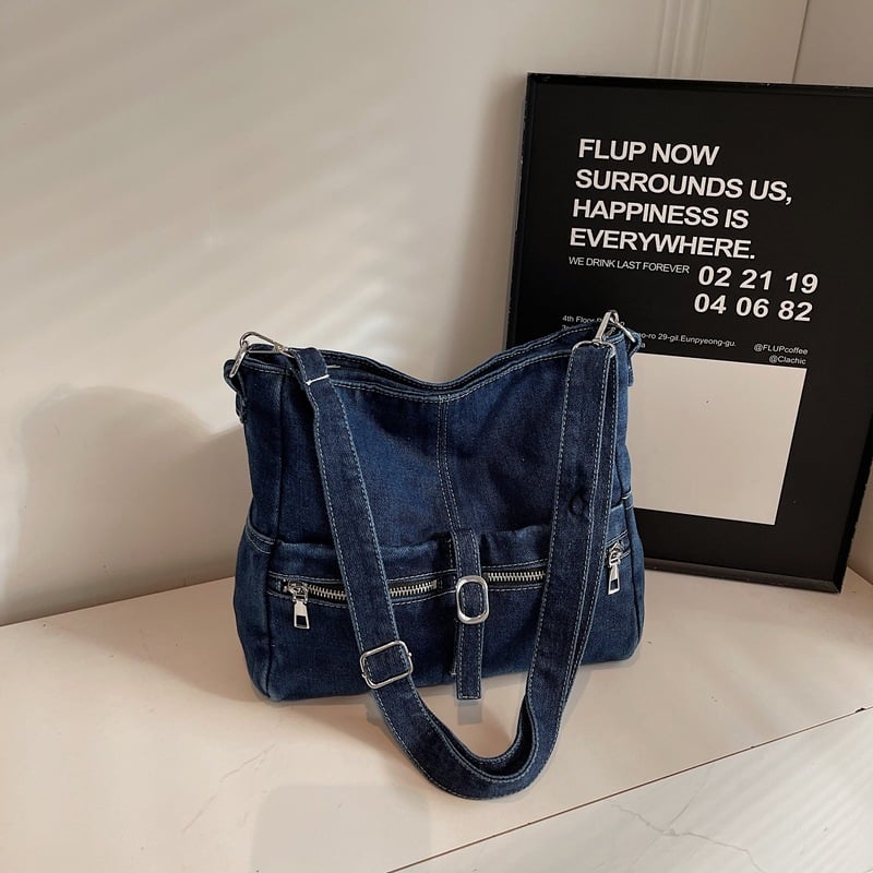 Ženska džins torba u korejskom stilu, retro casual torba preko ramena, bucket stil, elegantan i moderan dojam