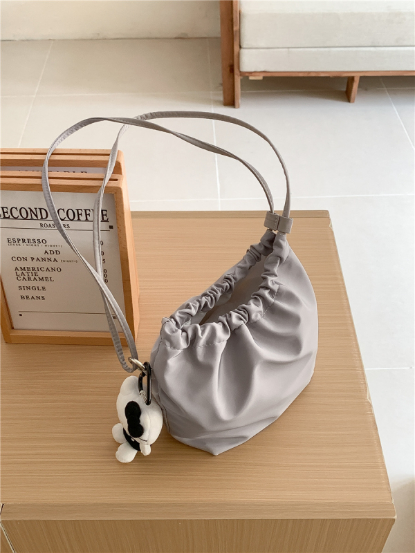 Nylon bucket torbica za žene, korejskog stila, svakodnevna torba preko ramena, jednostavan plisirani dizajn, studentska crossbody torba