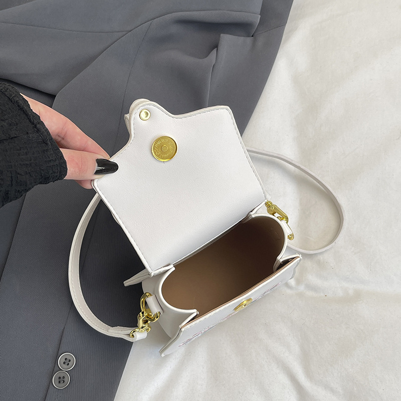 Ženska PU kožna torba - mala kvadratna torba s kineskim stilom vezenja, nositi u ruci/ na ramenu/ crossbody, zima 2025
