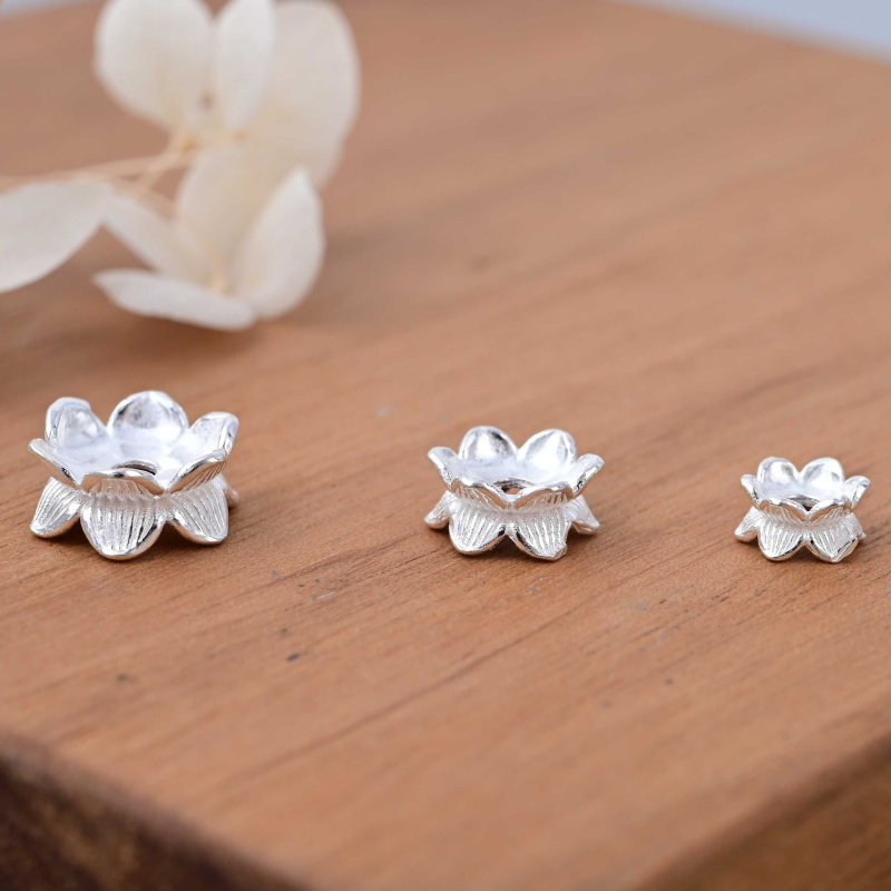 S925 Sterling Srebro Lotos Cvijet Dvostrani Distancer za DIY Narukvice