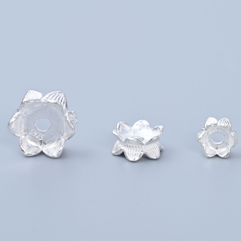 S925 Sterling Srebro Lotos Cvijet Dvostrani Distancer za DIY Narukvice
