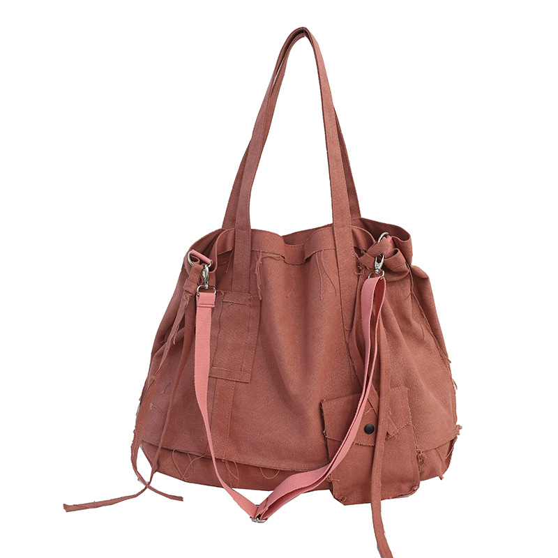 Crossbody torba s grubim rubovima, retro hip-hop stil, nepravilna platnena torba, unisex, velika kapaciteta