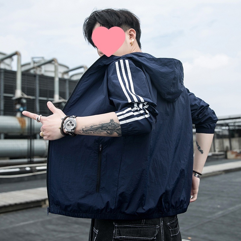 Lagana muška jakna s kapuljom za zaštitu od sunca, ljeto, sportski stil, poliester