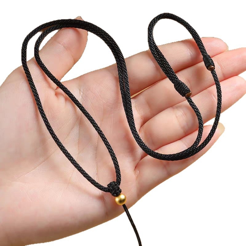 Minimalistički šnir za privjesak s kompasom osam dragocjenosti, pozlaćen, prilagodljiv tanak ili debeo konac, jadeitni privjesak i budistički amulet za ogrlicu