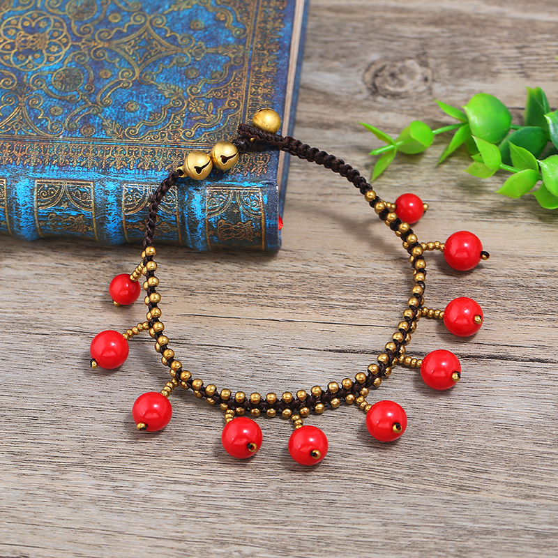 Set nakita u vintage boho etničkom stilu: ogrlica i gležanj narukvica s tirkiznim resicama
